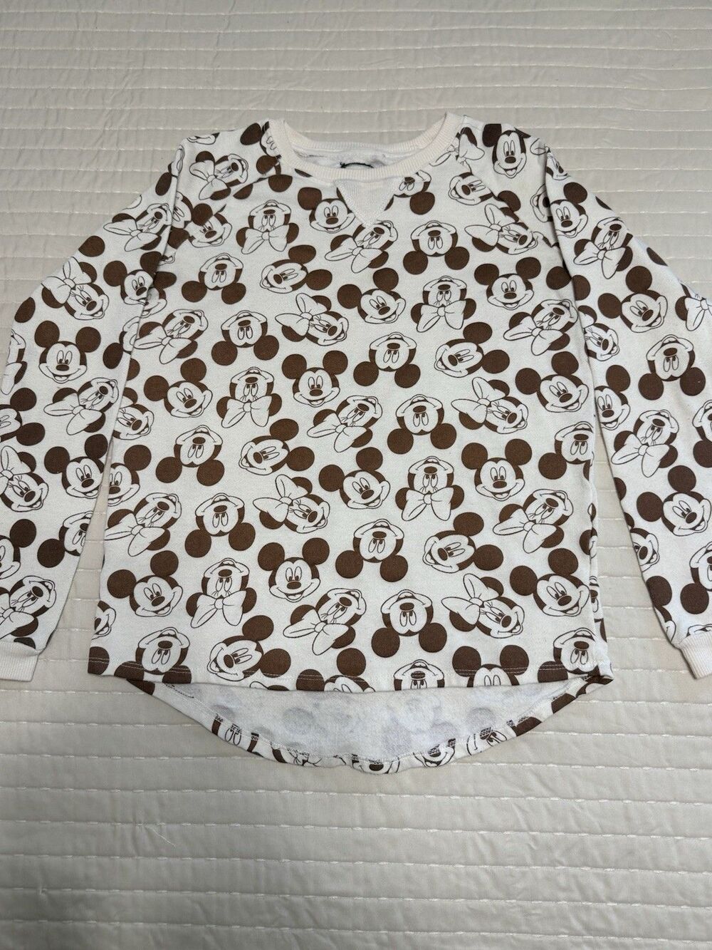 Mickey & Minnie Mouse Kids Sweatshirt | Brown & White | Small (3-5)